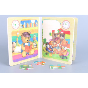 Дървена книга - пъзел - Животни - 6 в 1